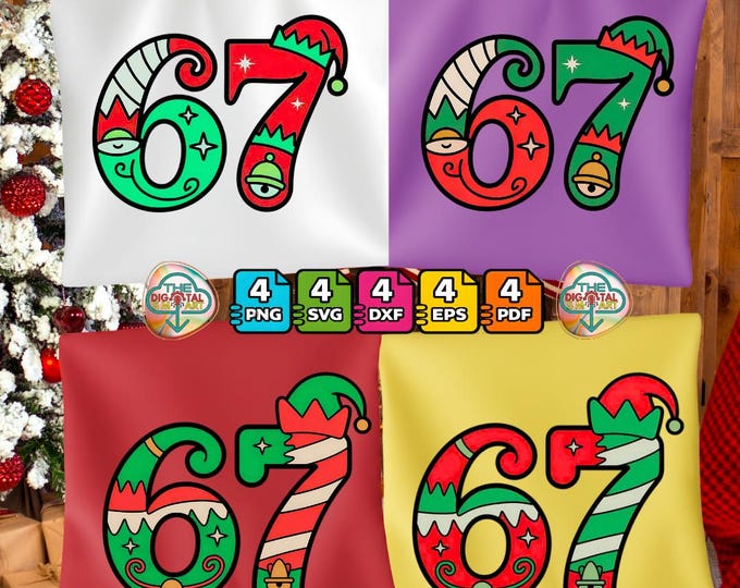 Viral 67 Christmas Elf Hat Six Seven Meme Elves Trend Png Digital Download Svg