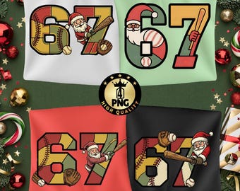 Zabawny mem baseballowy Santa z 67 roku, grafika gracza świątecznego w formacie PNG, pakiet świąteczny dla mężczyzn i chłopców, cyfrowe pobieranie