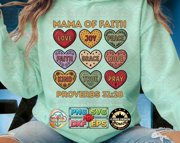 Mama of Faith Christian Mom Mothers Day Proverbs 3128 Png Funny Svg Digital Download