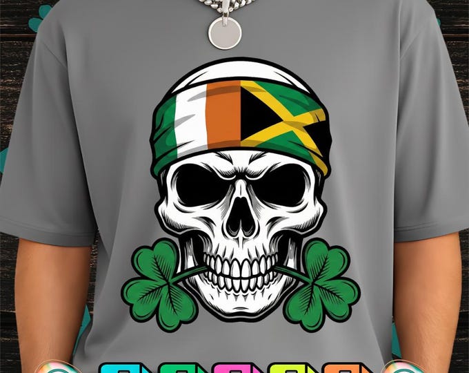 St Patricks Day Irish Rasta Skull Clover Png Svg Eps Digital Download