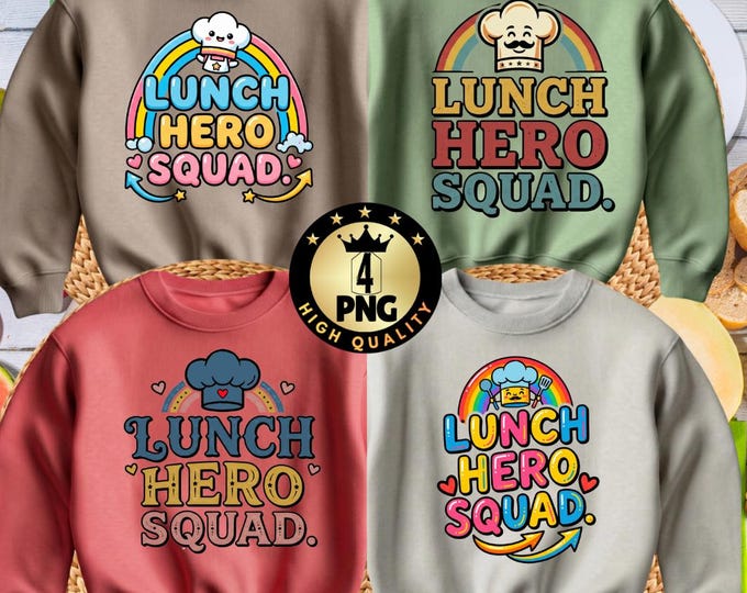 School Lunch Hero Squad Png Bundle, School Cafeteria Staff Lunch Crew Png Shirt Design, Funny Cafeteria Worker Gift Png Digital Download