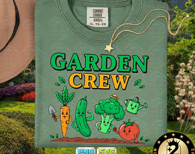 Garden Crew Vegetable Characters retro garden friends SVG humor gift PNG fans Digital Download
