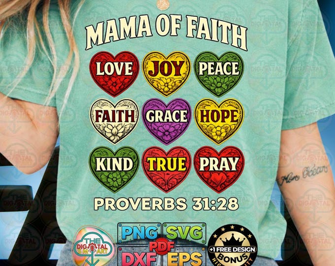 Mama of Faith Christian Mom Mothers Day Proverbs 3128 Png Eps Svg Digital Download