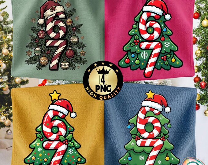 6 7 Candy Cane Christmas Tree PNG Bundle (Digital Download)