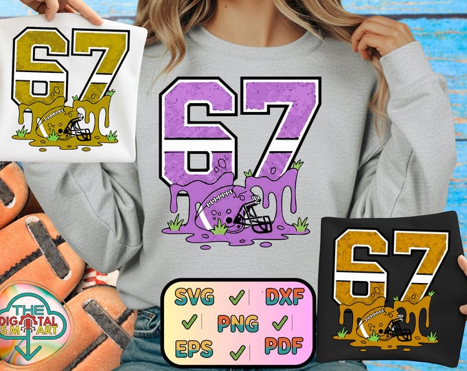 Football 67 Six Seven Meme Funny Drip American Football Digital Png Bundle Viral Svg
