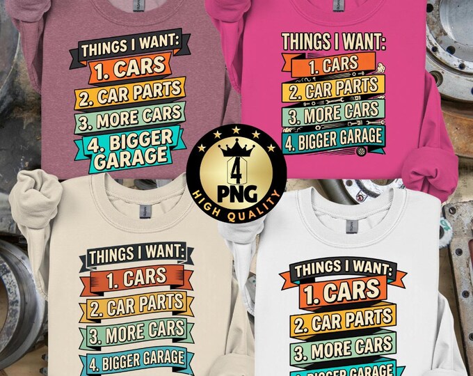 Retro Things I Want Car Enthusiast Auto Mechanic Engine Png,funny Vintage Car Png,auto Mechanic Humor Digital Download