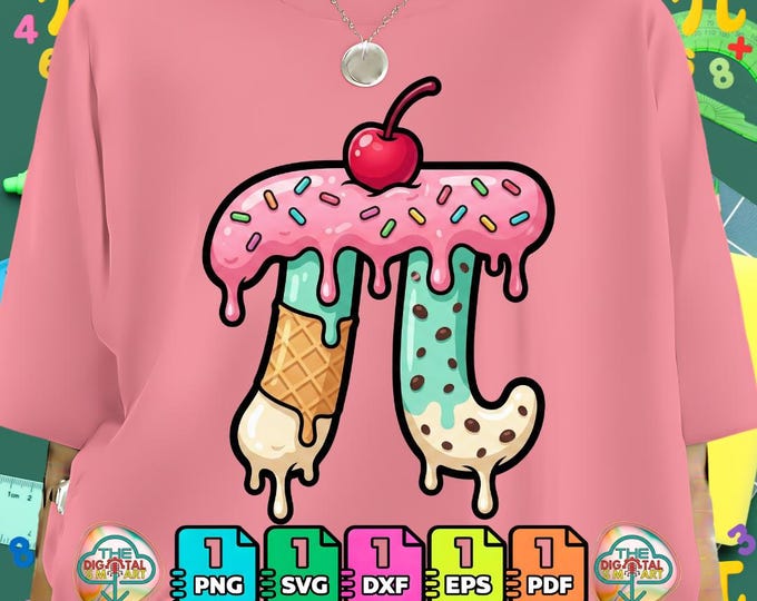 Funny Ice Cream Pi Day Math Dessert Lovers Png Svg Dxf Eps Pdf Digital