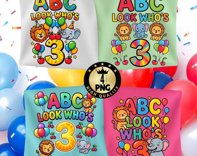 Funny ABC 3rd Birthday Toddler Clipart (Digital Download)