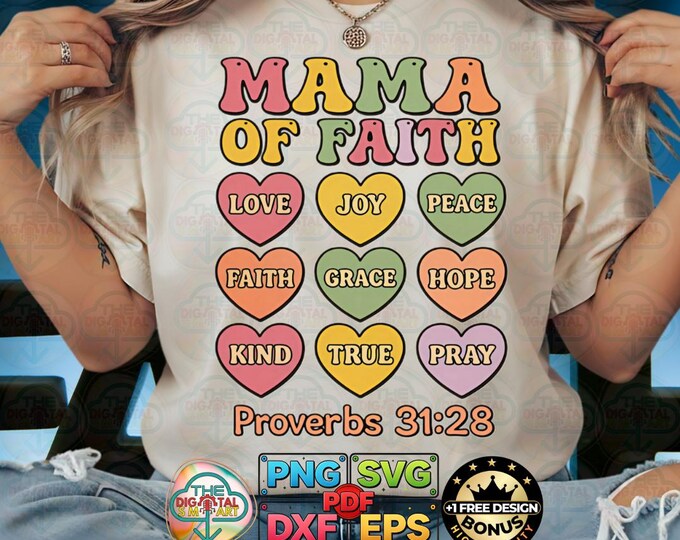 Mama of Faith Christian Mom Mothers Day Proverbs 3128 Png Family Svg Digital Download