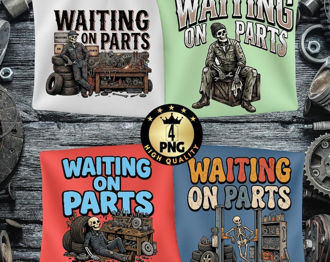 Funny Skeleton Mechanic Png, Waiting on Parts Auto Technician Design, Garage Repair Life Skull Digital Download