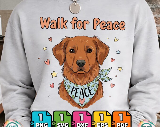Peaceful Aloka Dog Walk for World Peace with Hope and Love Png Svg Bundle