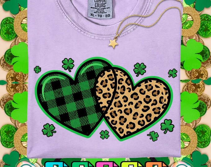 St Patrick's Day Lucky Shamrock Leopard Plaid Heart Digital Png Dxf Svg Bundle Eps
