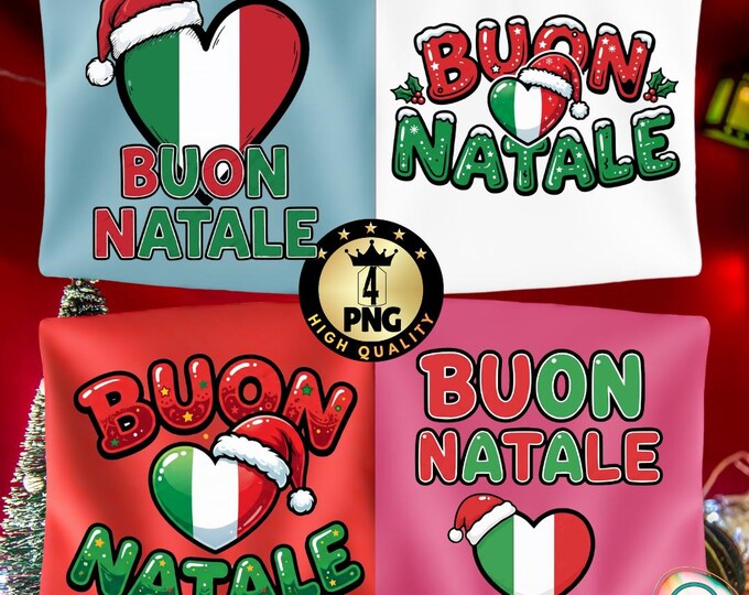 Buon Natale Italian Christmas PNG Bundle: Festive Pasta Designs (Digital Download)