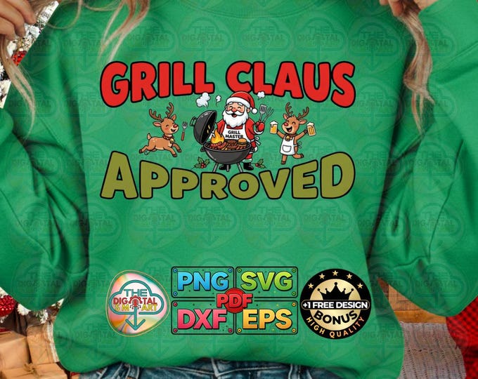 Grill Claus Approved PNG SVG Christmas Dad Gift (Digital Download)