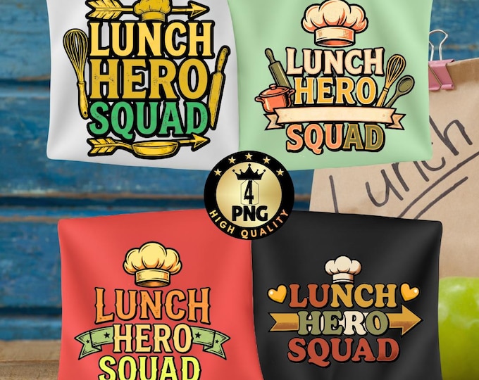 Funny School Lunch Hero Squad Png Bundle Cafeteria Worker Gift Lunch Crew Digital Download