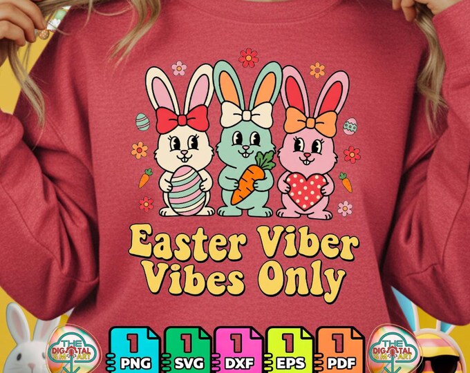 Funny Easter Squad Bunnies Family Matching Retro Png Svg Digital Dxf Eps Download