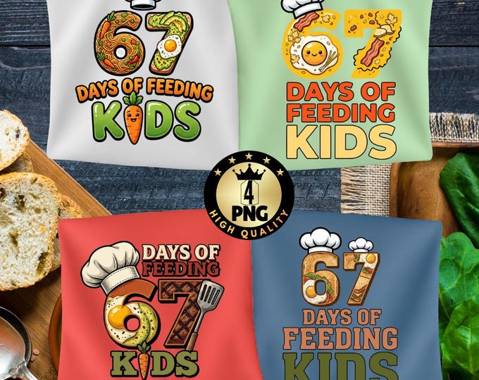 Funny Lunch Lady Png Retro Cafeteria Worker Shirt Design, 67 Days of Feeding Kids Meme, School Staff Digital Download