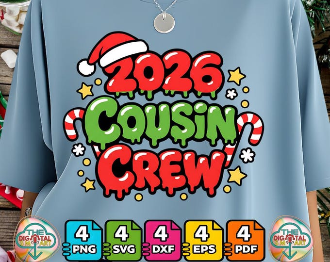 Cousin Crew Christmas Xmas Lights Family Matching Pajamas Png Svg Dxf Eps Digital Download