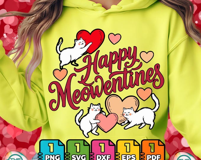 Happy Meowentines Funny Cat Valentine's Day Kitten Men Women Png Svg Digital Download