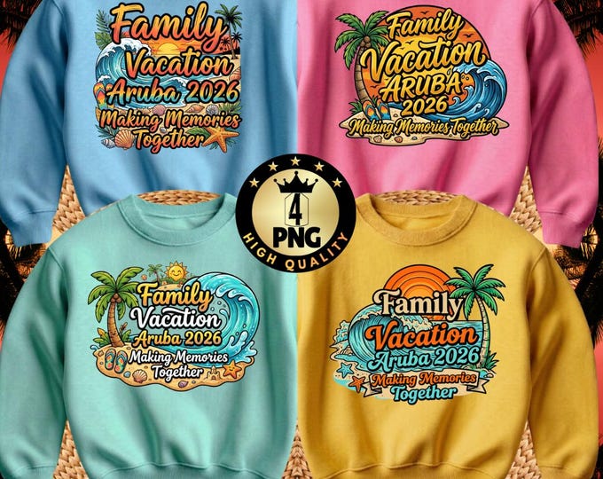 Family Vacation Aruba 2026 Beach Making Memories Together PNG (Digital Download)