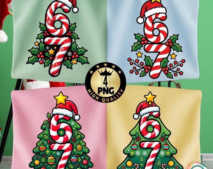 6 7 Candy Cane Christmas Tree PNG, Humorous Holiday Graphic (Digital Download)
