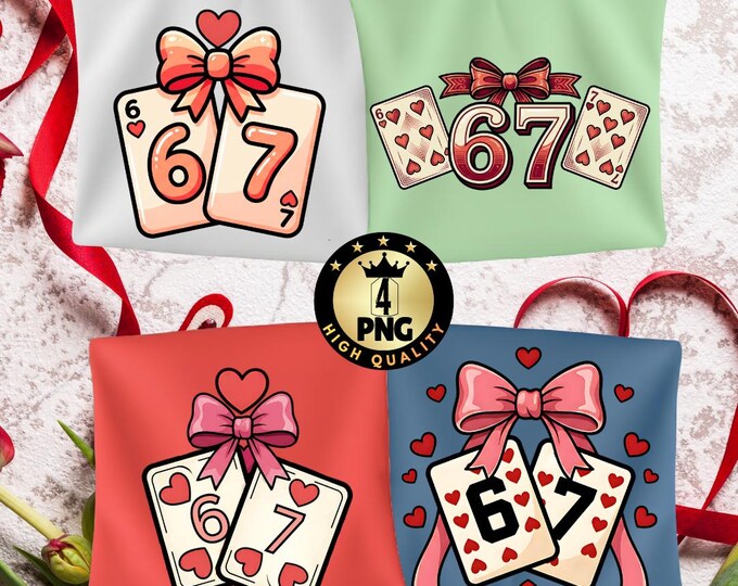 Funny Valentine Playing Cards Png, Retro Dice 67 Coquette Pink Cherry Heart Design, Preppy Six Seven Humor Png Download