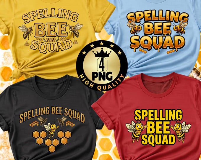 Spelling Bee Squad PNG, Cartoon Bee Teacher Graphic, School Sublimation (Digital Download)