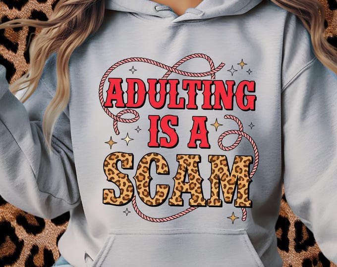 Adulting Is a Scam Digital Png Funny Svg Bundle Leopard Therapy Humor Digital Download