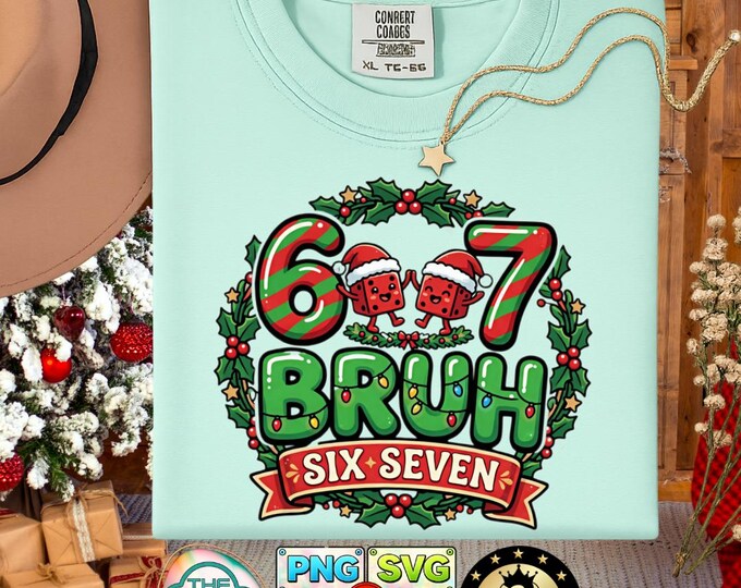 Funny Six Seven 6 7 Dice Meme Christmas Dice Lover Digital Png Bundle Svg