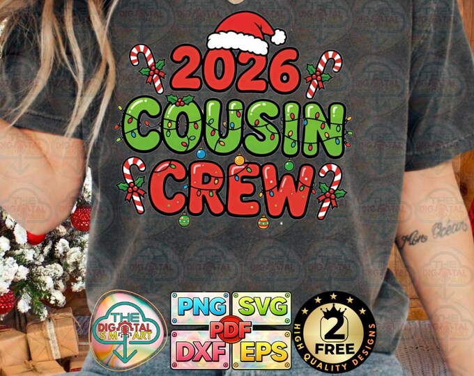 Cousin Crew Christmas Santa Says Lights Funny Family Matching Png Pajamas Svg Digital Download