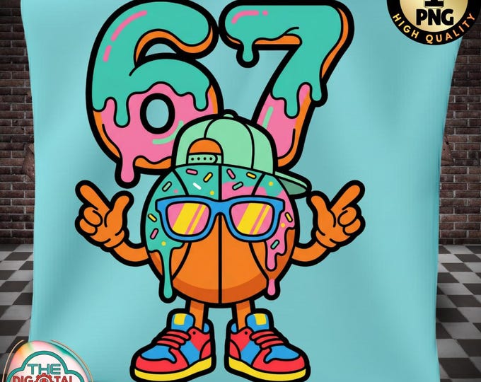 67 Basketball Ice Cream Drip Png, Six Seven Meme Shirt Design, Gen Alpha Slang Graphic, Funny Kids Digital Download