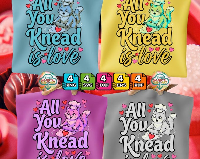 Funny Cat Valentine's Day Kneading Dough Cat Biscuits Mama Mom Birthday Christmas Png Svg