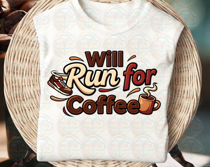 Will Run for Coffee Funny Trail Runner Quote Png Coffee Lover Svg Digital Download