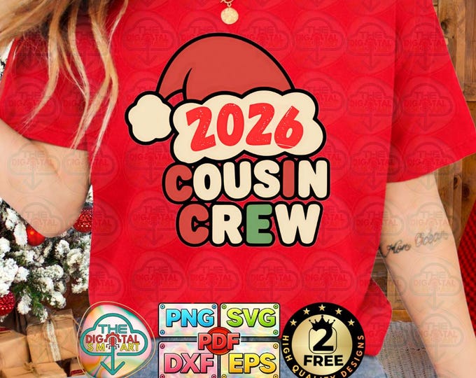 Cousin Crew Christmas Santa Says Lights Family Matching Pajamas Png Holiday Svg Digital Download