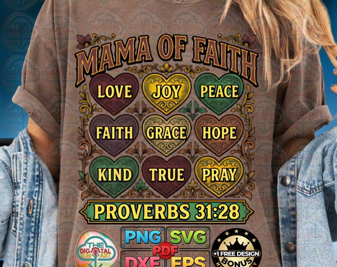 Mama of Faith Christian Mom Mothers Day Proverbs 3128 Png  Svg Dxf Digital Download