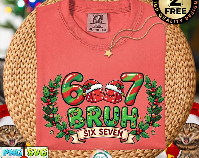 Funny Six Seven 6 7 Xmas Dice Meme Holiday Png Party Svg Digital Download