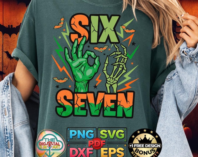 Six Seven Png 67 Witch Skeleton Hands Funny Halloween Svg Bundle Spooky Crafting Png