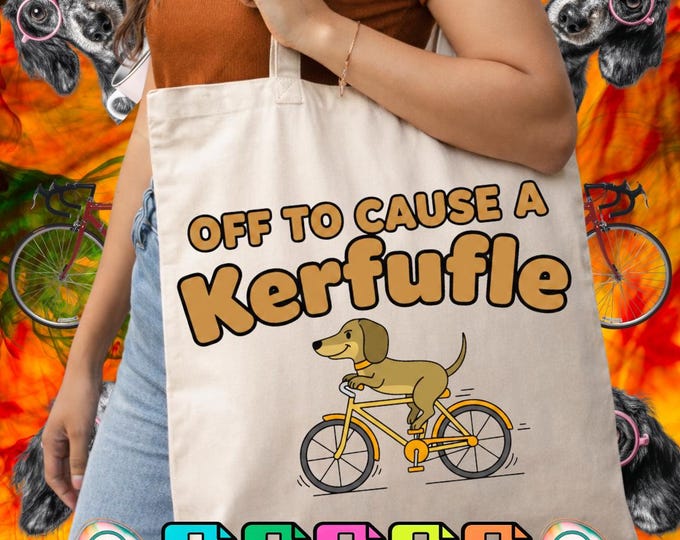 Women's Off to Cause a Kerfuffle Dachshund Bicycle Chaos Png Svg Digital Download Dxf Eps