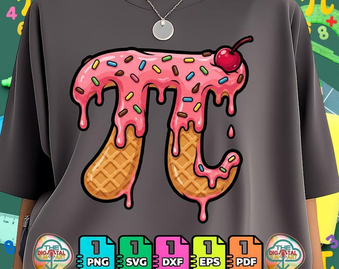 Funny Ice Cream Pi Day Math Dessert Lovers Png Svg Dxf Eps Digital  Bundle