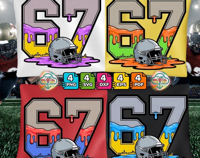 Football 67 Six Seven Meme Funny Drip American Png Svg Dxf Bundle Digital Download