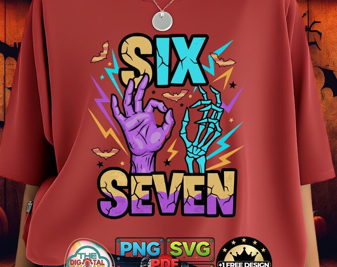 Six Seven Png 67 Witch Skeleton Hands Funny Halloween Svg Bundle Spooky Crafting Dxf