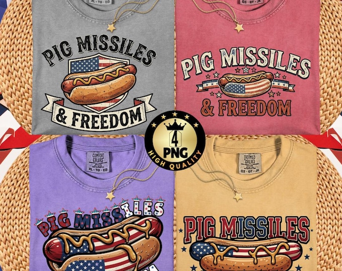 Funny Hotdog Pig Missiles Freedom Png, 4th of July Clipart Png,patriotic Bbq Humor Png, America Independence Day Digital Download