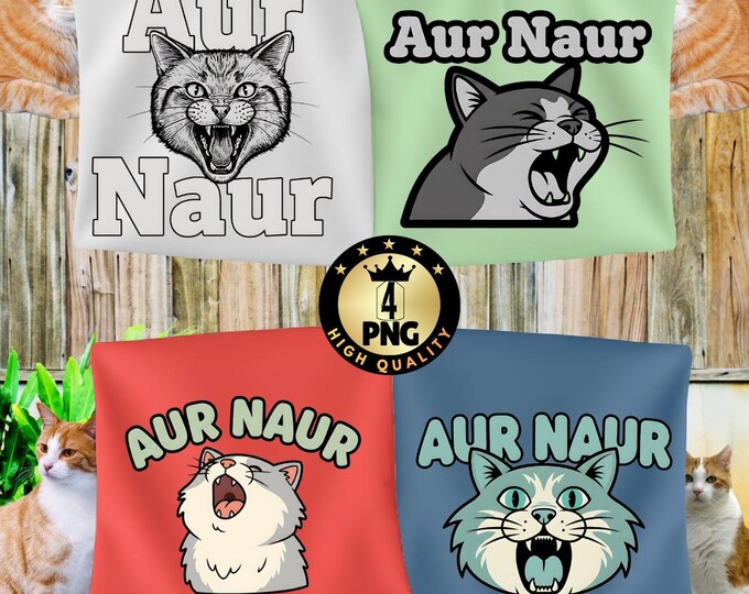 Aur Naur Cat Png Funny Australian Meme Shirt Design,  Silly Cat Lover Cute Cat Mama Crewneck Png Digital Download