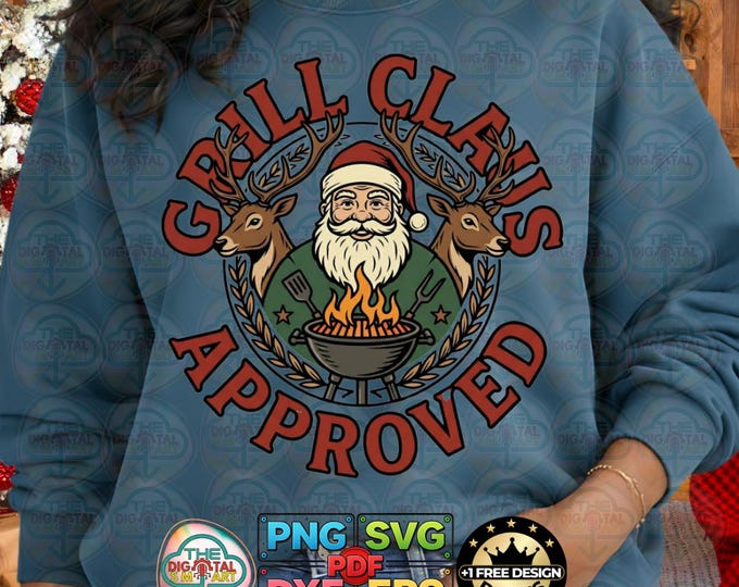 Funny Grill Claus Bbq Christmas Grilling Dad Gift Humor Png Santa Svg Digital Download
