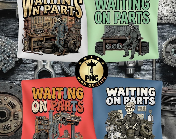 Funny Skeleton Mechanic Png, Waiting on Parts Skull Design, Auto Technician Garage Repair Life Digital Download