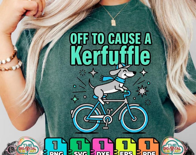 Women's Off to Cause a Kerfuffle Dachshund Bicycle Chaos Png Bundle  Funny Svg