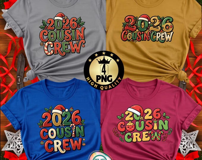 Cousin crew 2026 christmas family santa says funny png holiday png sublimation digital download