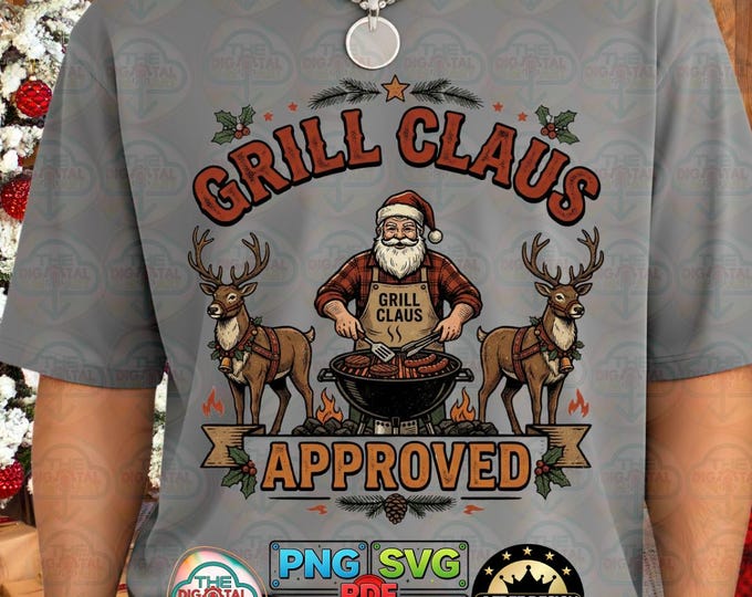 Santa BBQ Grill Claus SVG, PNG Christmas Bundle (Digital Download)
