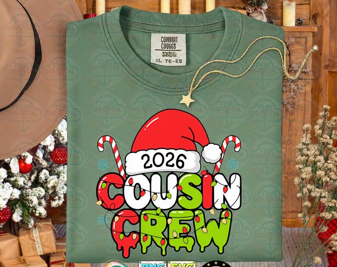 Cousin Crew Christmas Lights Family Matching Pajamas Holiday Humor Png Party Svg Digital Download