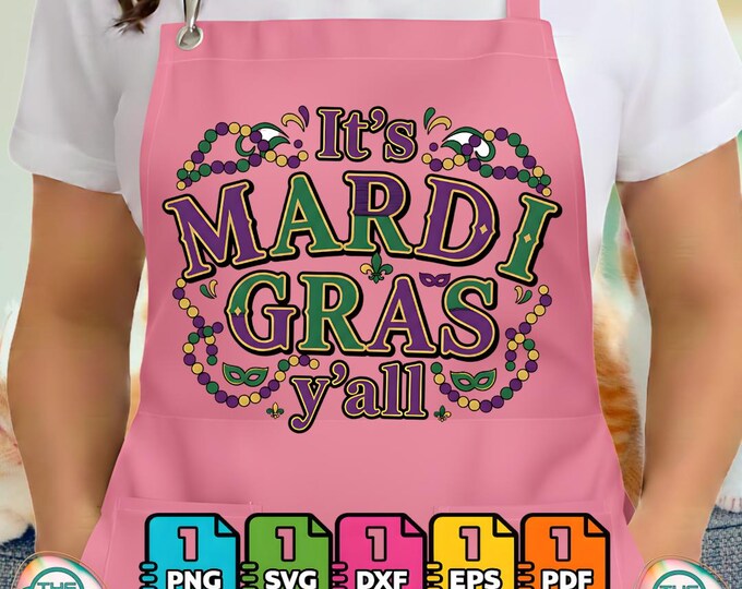 Mardi Gras Y'all PNG SVG Bundle, Carnival Party Design (Digital Download